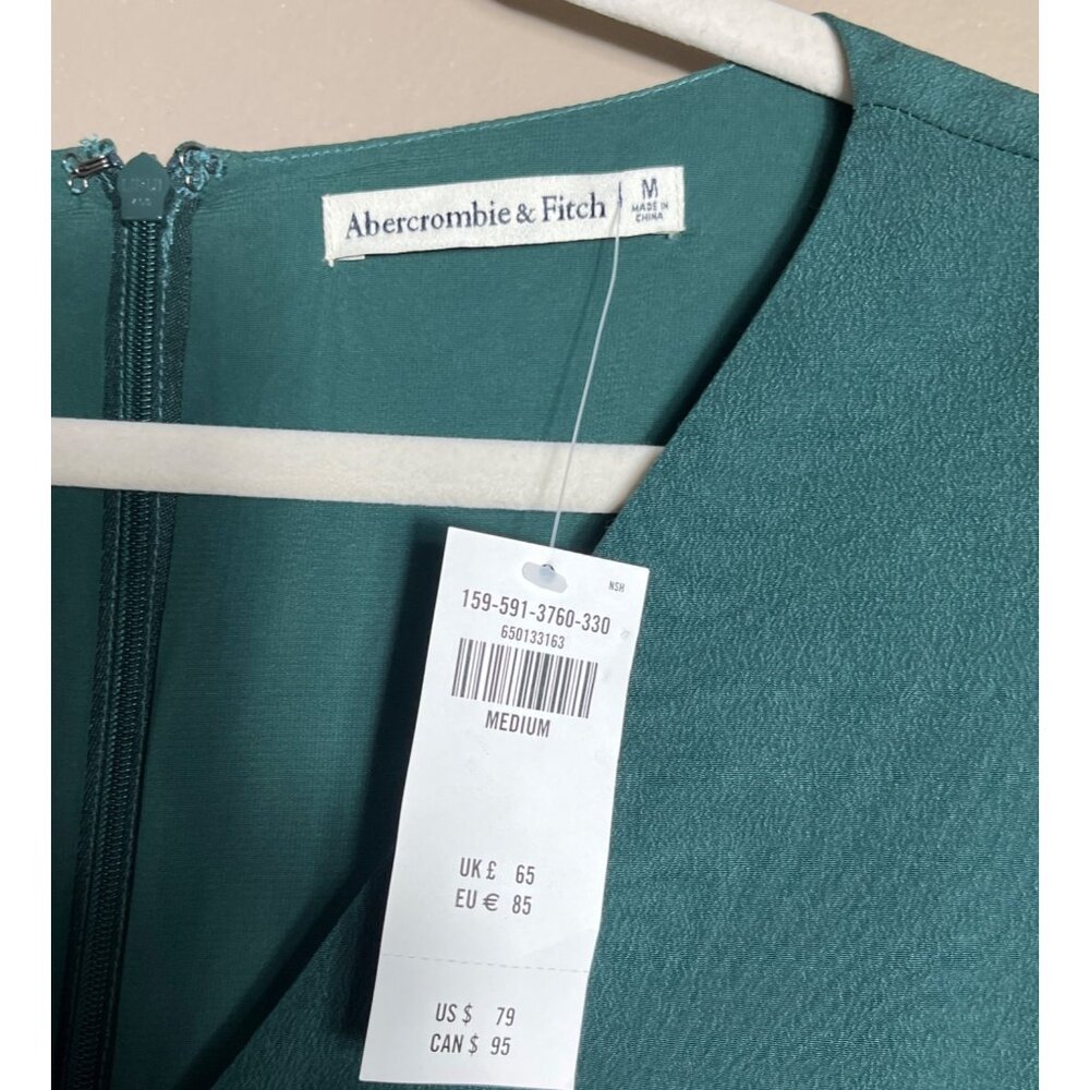 NWT Abercrombie & Fitch Dress Green Mini Pencil Glam Balloon Womens M - Picture 2 of 10